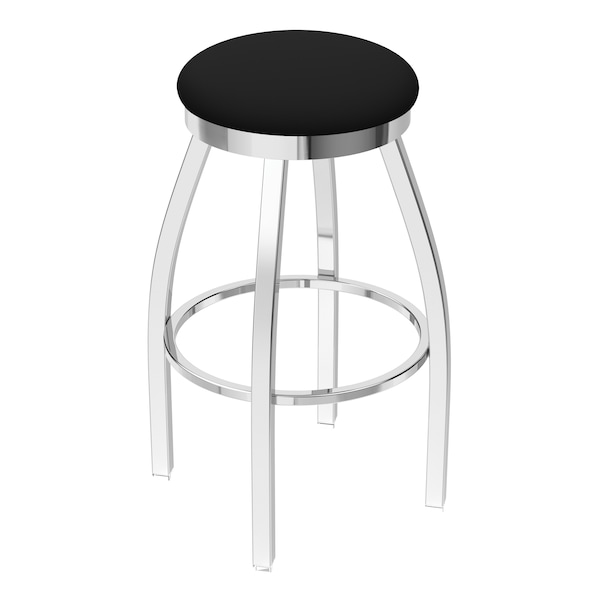 25" Swivel Counter Stool, Chrome Finish, Black Vinyl Seat